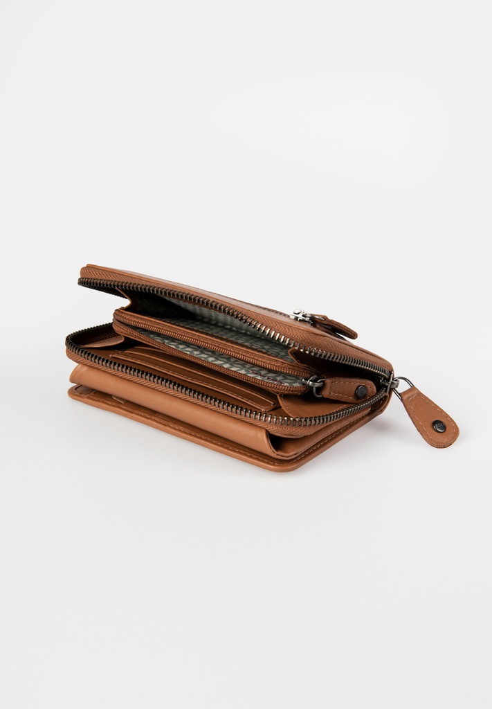 AUNTS & UNCLES - Dahlia zip wallet with flap cognac