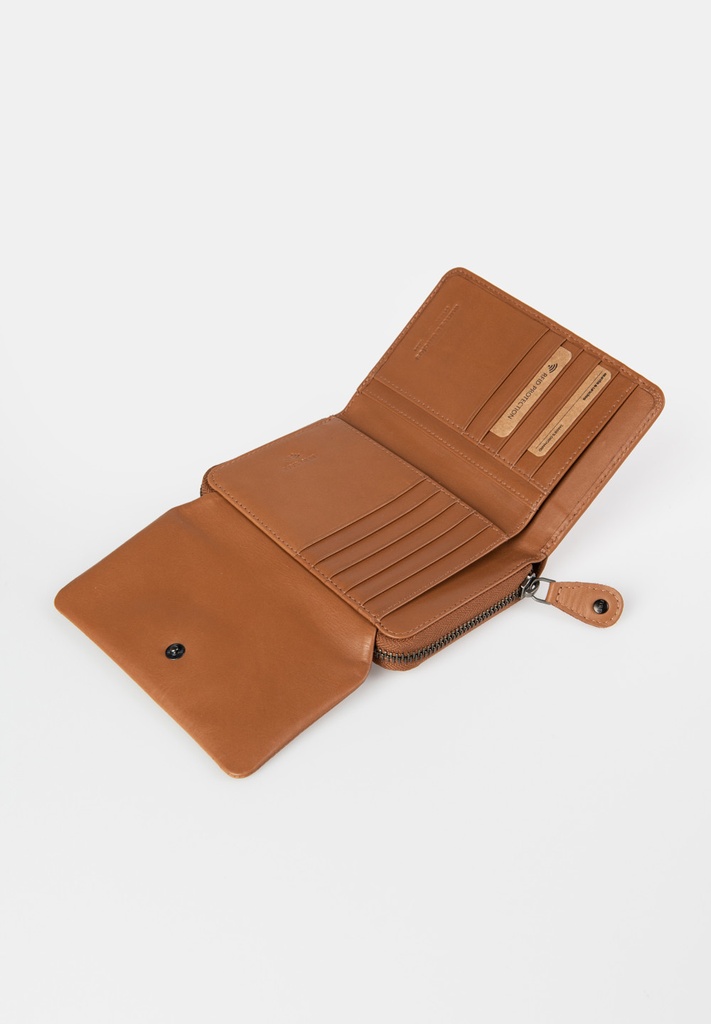 AUNTS & UNCLES - Dahlia zip wallet with flap cognac