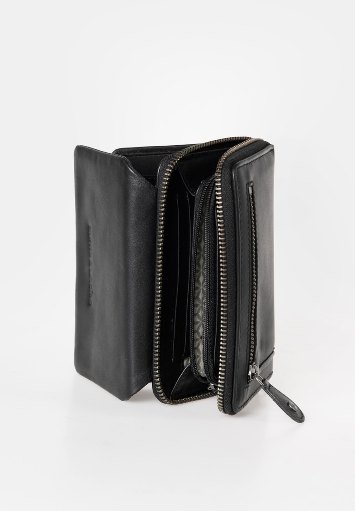 AUNTS & UNCLES - Dahlia zip wallet with flap jet black