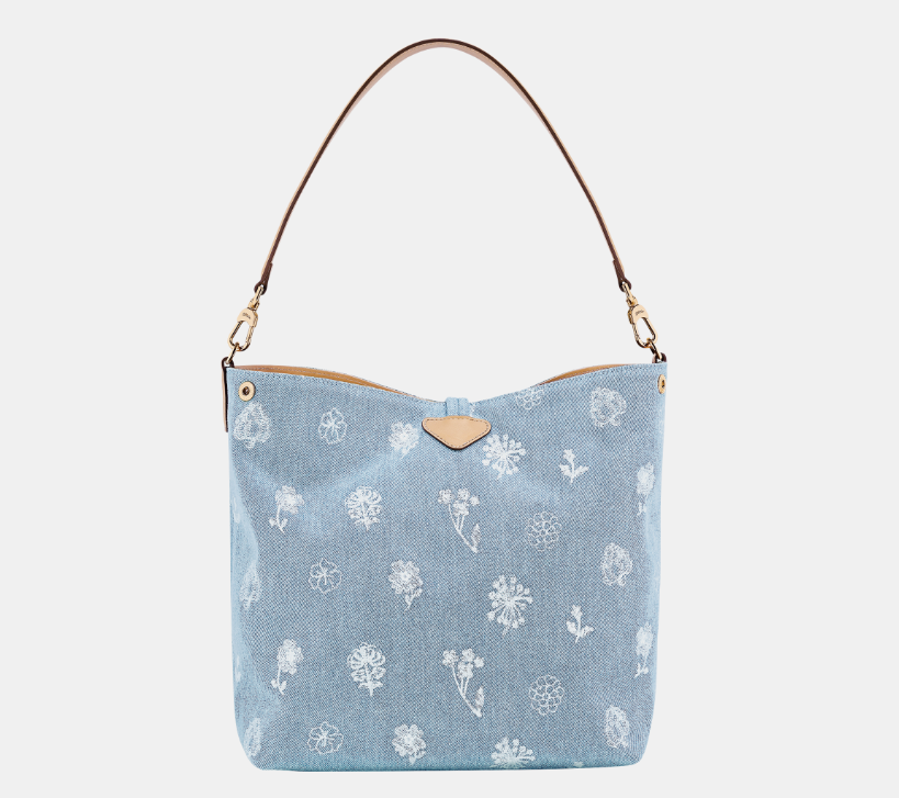 LONGCHAMP - Le Roseau Denim - Sac porté épaule Ciel