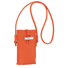 LONGCHAMP - Pochette téléphone avec cordon Orange Roseau