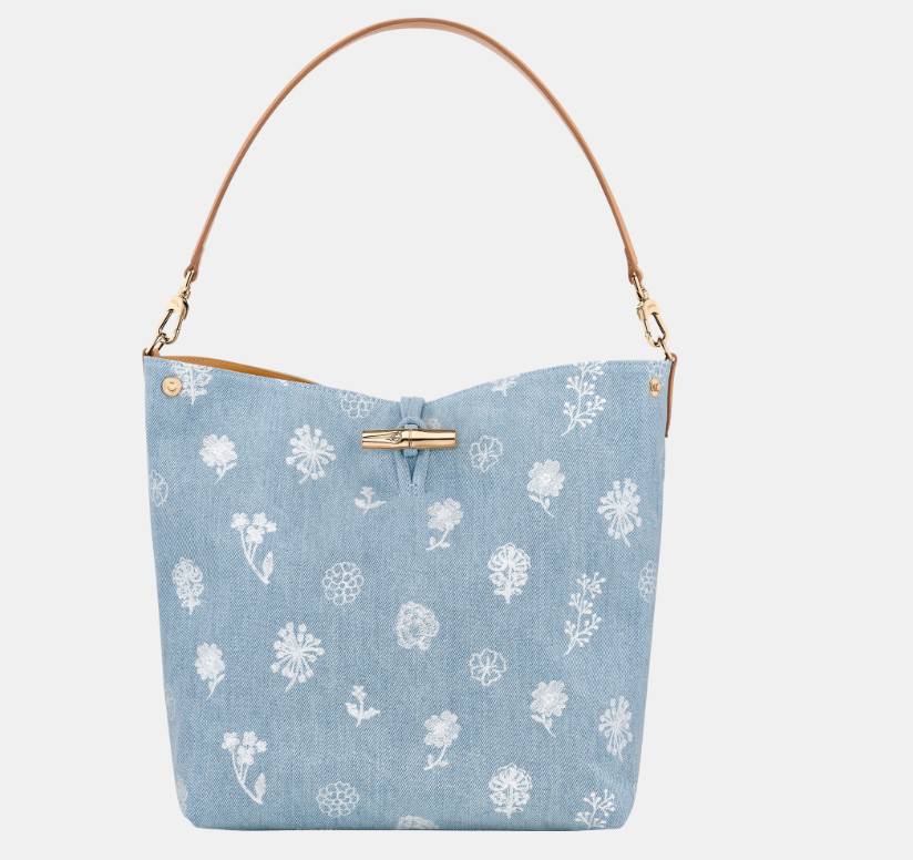 LONGCHAMP - Le Roseau Denim - Sac porté épaule Ciel